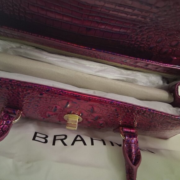 Brahmin Melbourne Collection Dayan Voltage Violet East-West Satchel Bag - Picture 7 of 11